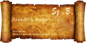 Szoták Bodor névjegykártya